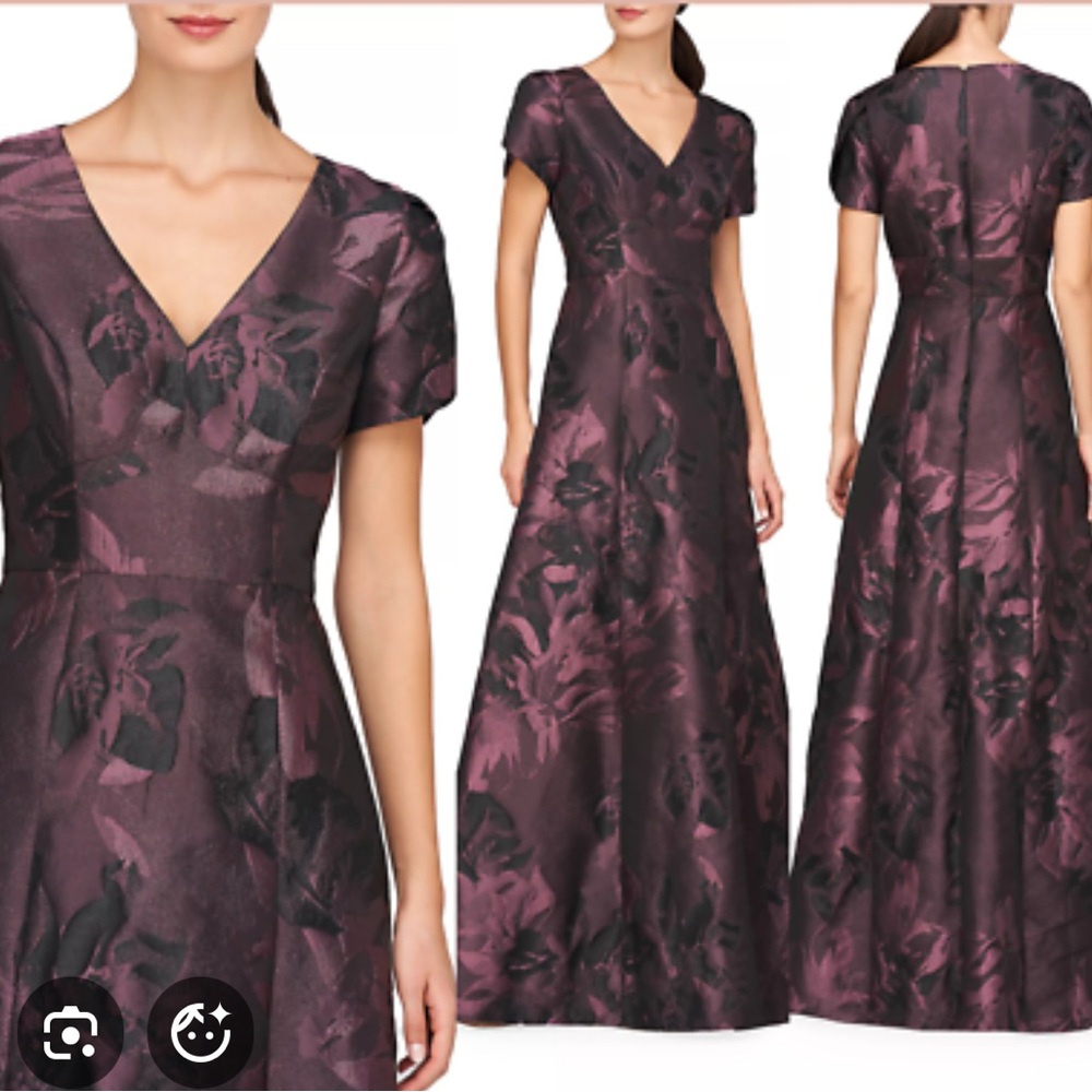 Kay Unger Plum Floral Ball Gown floor length never altered. Worn once.